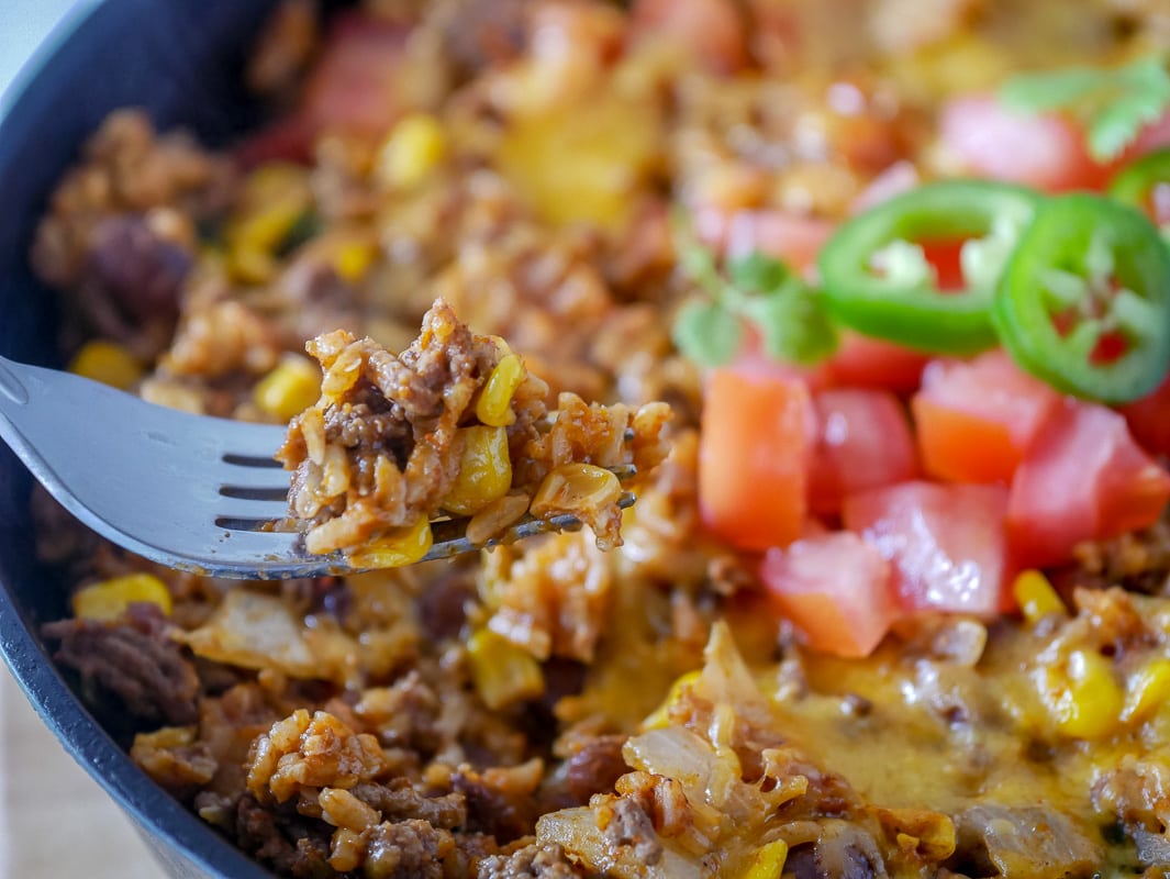 Easy One Dish Taco Rice Skillet - Upstate Ramblings