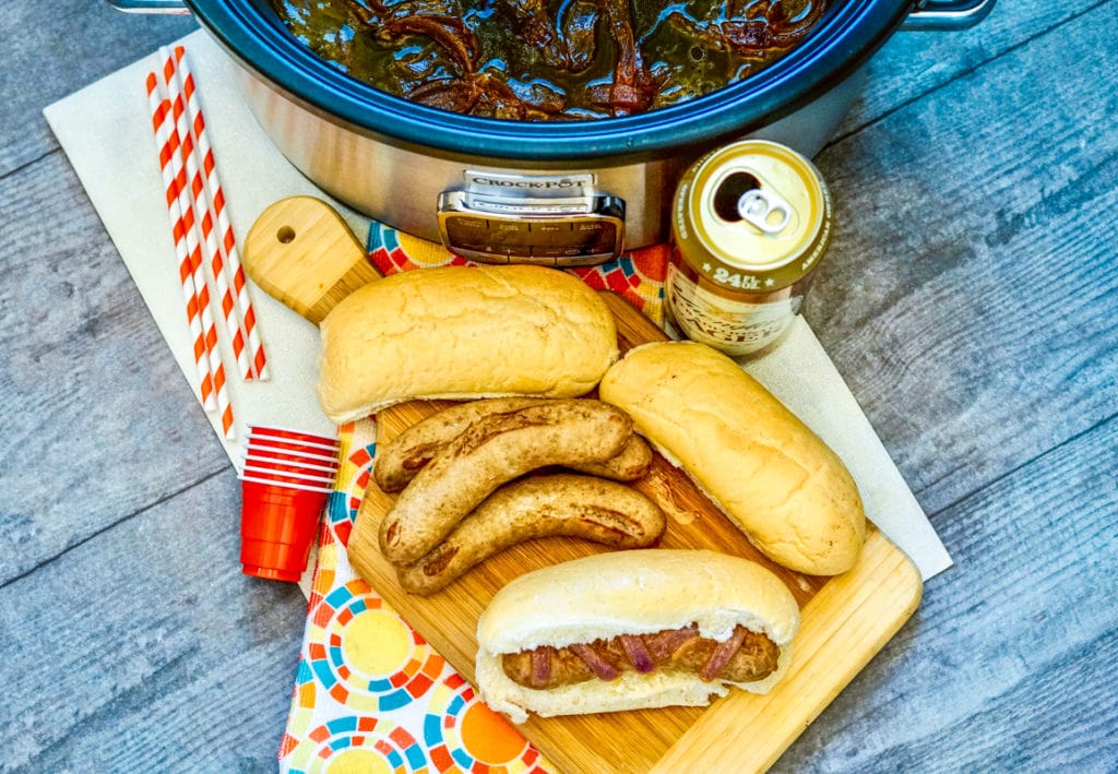 The Best Slow Cooker Beer Brats with Onions Recipe - A Fork's Tale