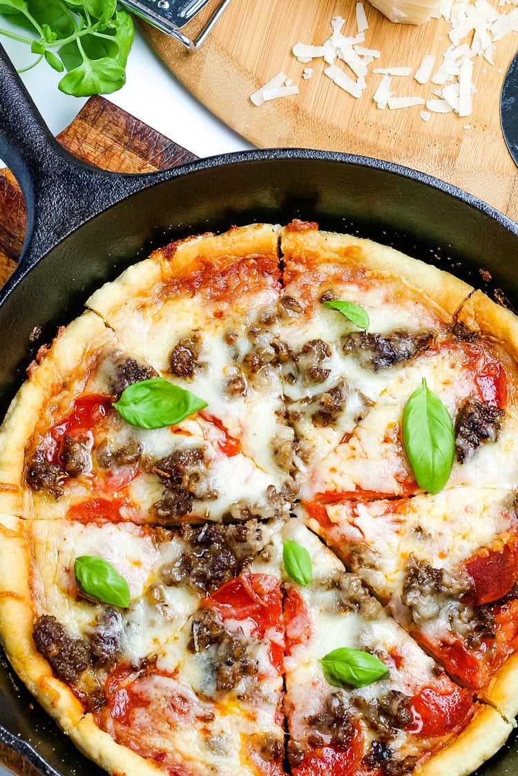 Easy Cast Iron Pizza {No yeast!} - The Big Man's World ®