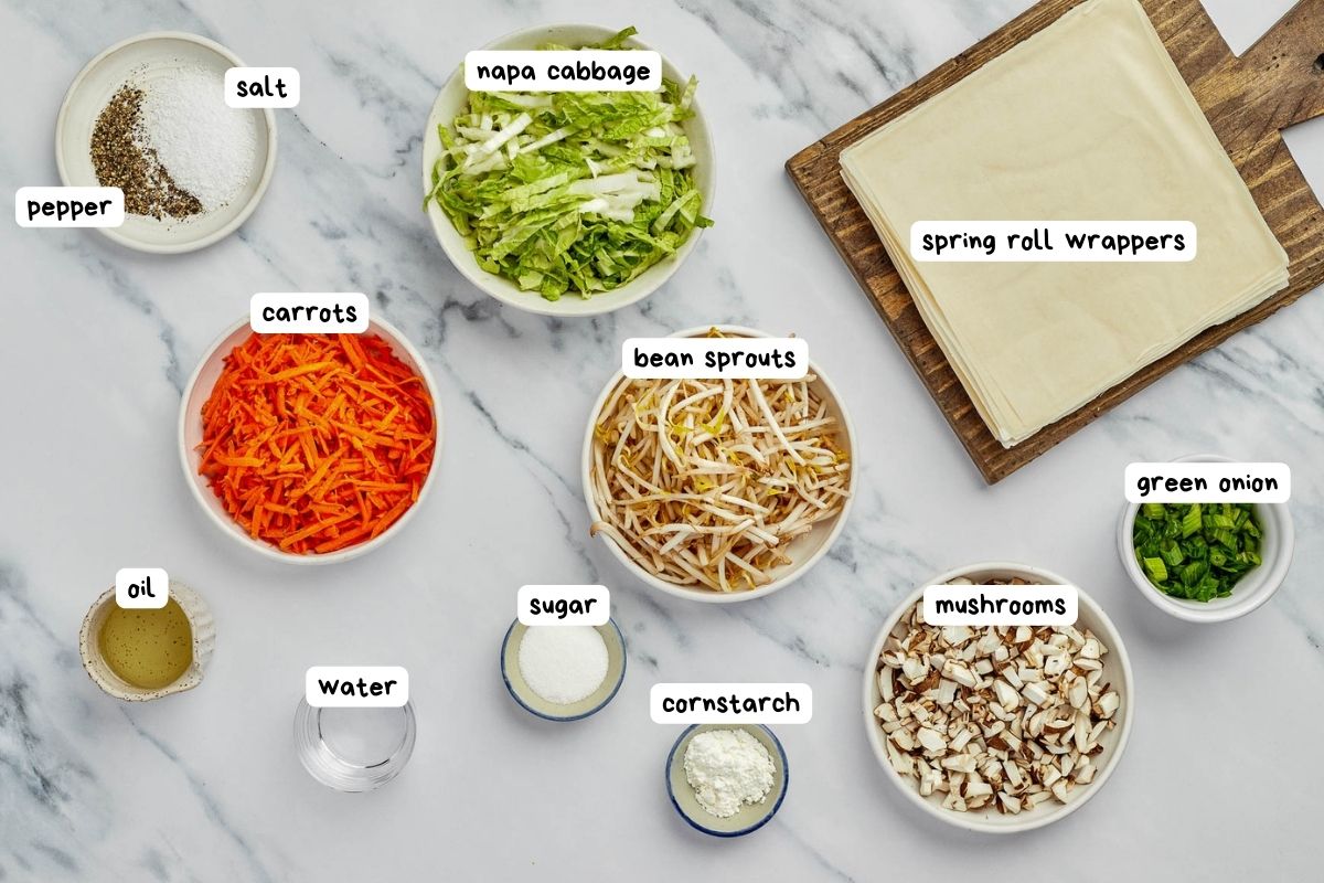 labeled ingredient photo for air fryer spring rolls