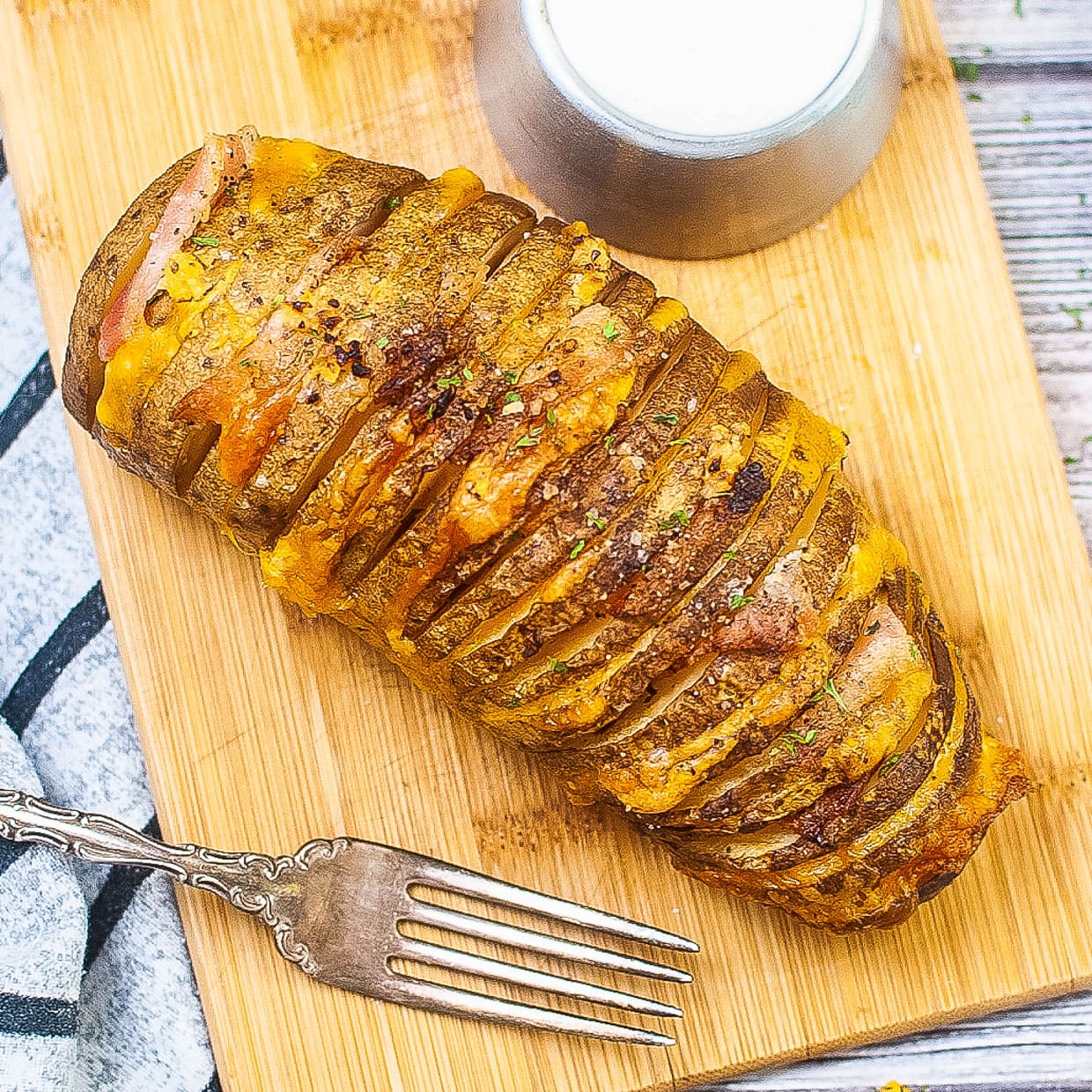 Air Fryer Loaded Hasselback Potatoes - A Family Feast®